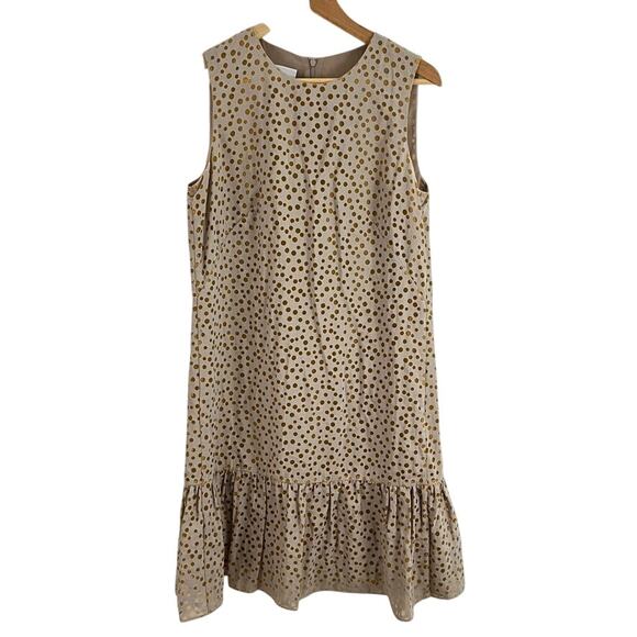 Akris Punto Flutter Hem Sleeveless Dress Tan Size 10 - Picture 1 of 10